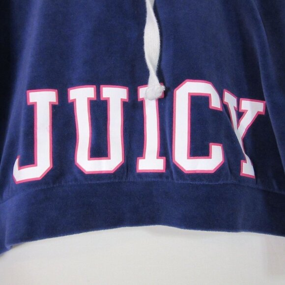 Juicy Couture Blue Velour Velvet Y2K Track Hoodie Spellout Sweatshirt - Picture 2 of 5